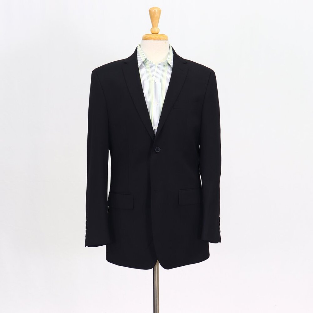 Lineage 40L Black Blazer Sport Coat Jacket 2-Button Stripe Y889